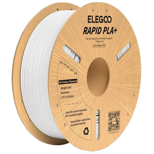 ELEGOO 3D PRINTER FILAMENT RAPID PLA+ WHITE 1.75MM 1KG ROLL - TL6436