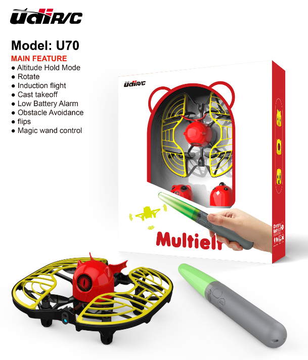 UDIRC U70 GESTURE & WAND CONTROL DRONE, CAST TAKEOFF, ROTATE, OBSTACLE, AVOIDANCE, ALTITUDE HOLD&LOW BATTERY ALARM - UDI-U70