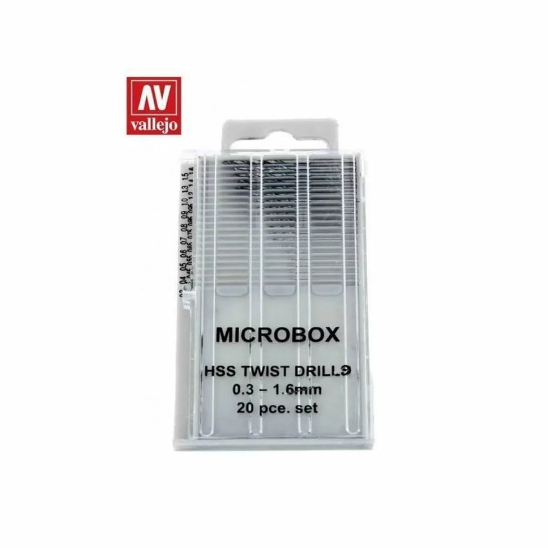 VALLEJO HOBBY TOOLS MICROBOX DRIL SET 20PK 0.3-1.6MM