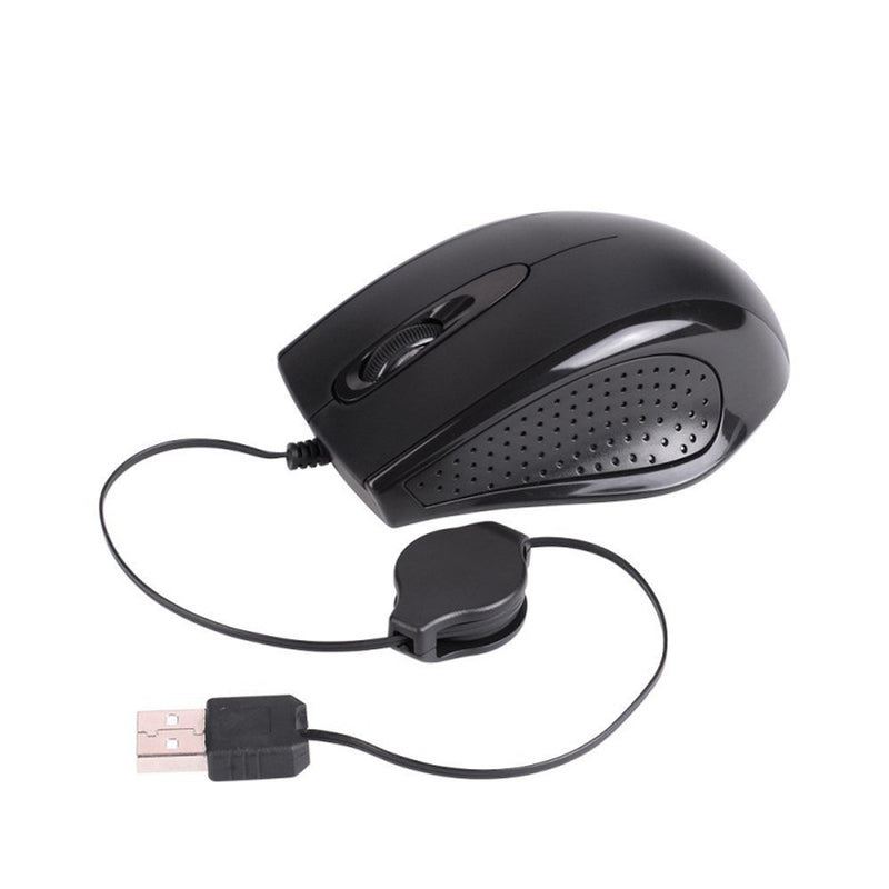 LASER RETRACTABLE OPTICAL USB MOUSE BLACK - MOUSE-Z600