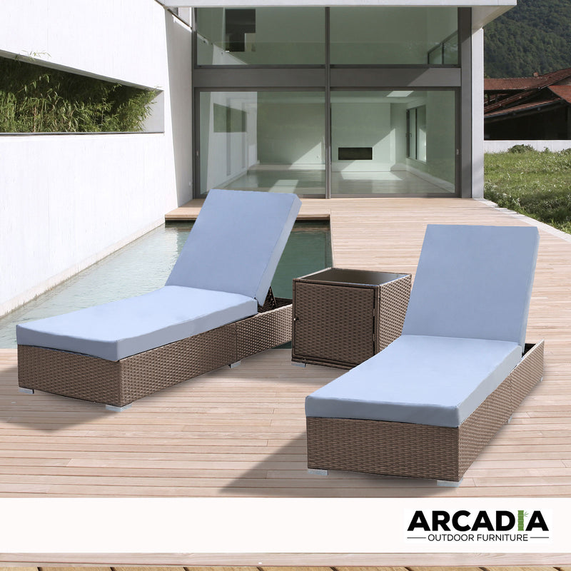 Arcadia Furniture Outdoor Sunlounge Set Rattan Garden Day Bed Lounger