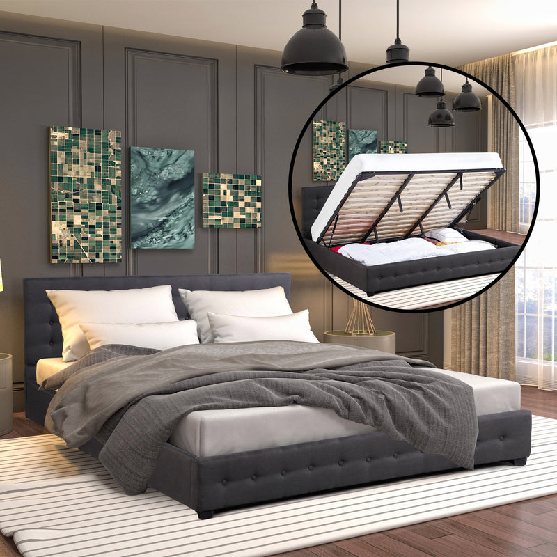 Milano Decor Eden Gas Lift Bed With Headboard Platform Storage Fabric