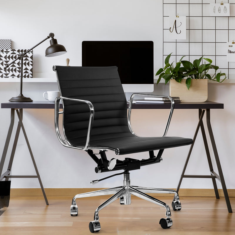 Milano Home Office Computer Chair PU Leather Adjustable Seat Mid Back
