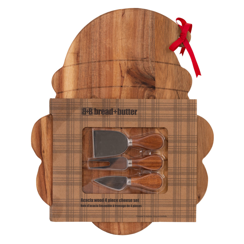 Bread and Butter Santa Face Cheese Board - - 4 Piece Set