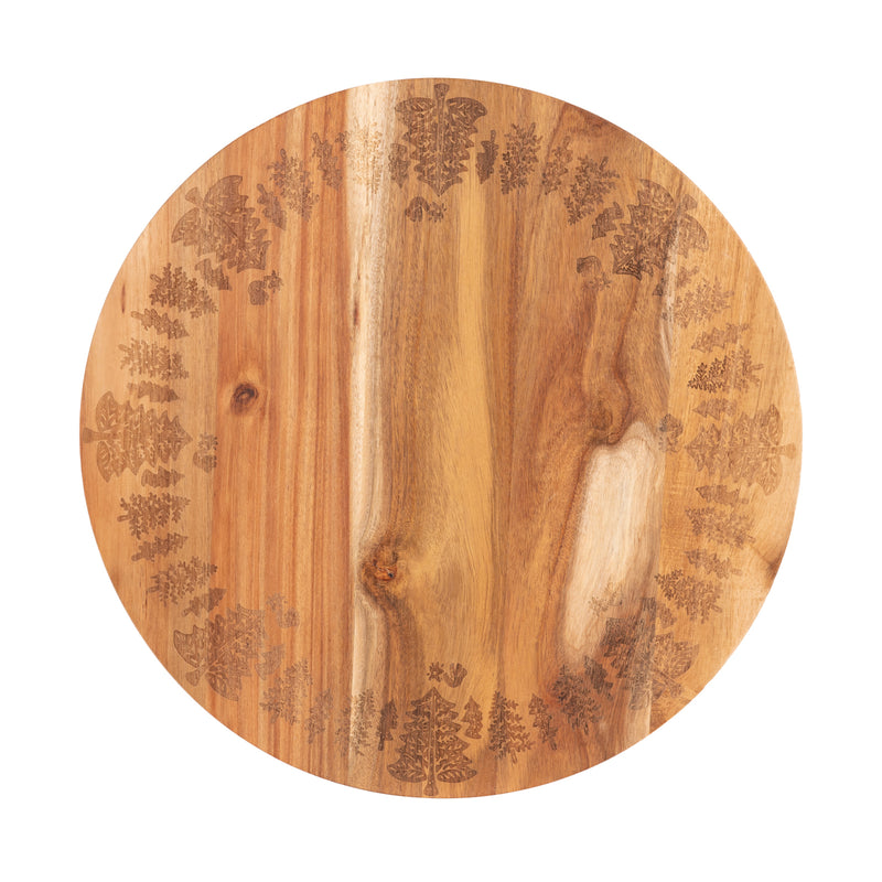 Bread and Butter 18 Inch Wooden Lazy Susan Tray - Trees