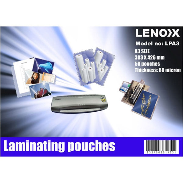 LENOXX 50 A3 Laminator Plastic Pouches
