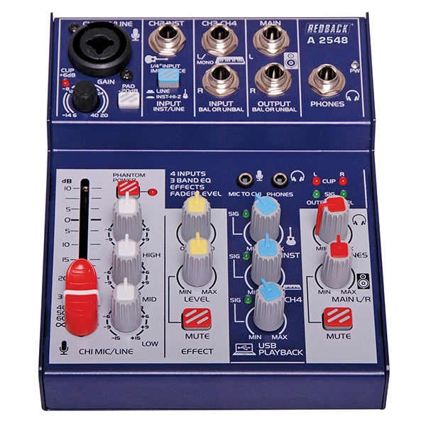 4 Channel Mixer With USB Output & Effects